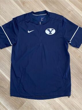 Nike BYU Cougars Shirt Mens Medium Blue Short Sleeve Quarter Zip Windbreaker